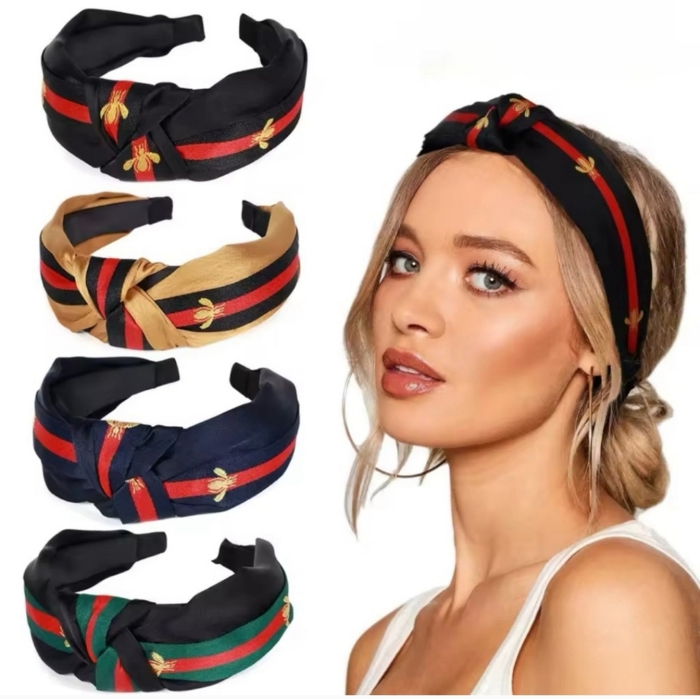 Nwot Bee Top knot Black, Pink & green Glam band headband Hair Accessories